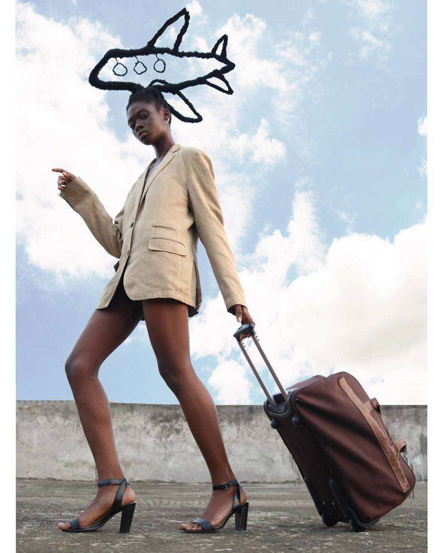 Laetitia Ky è un'artista africana che modella i capelli creando figure Laetitia Ky è un'artista africana che modella i capelli creando figure